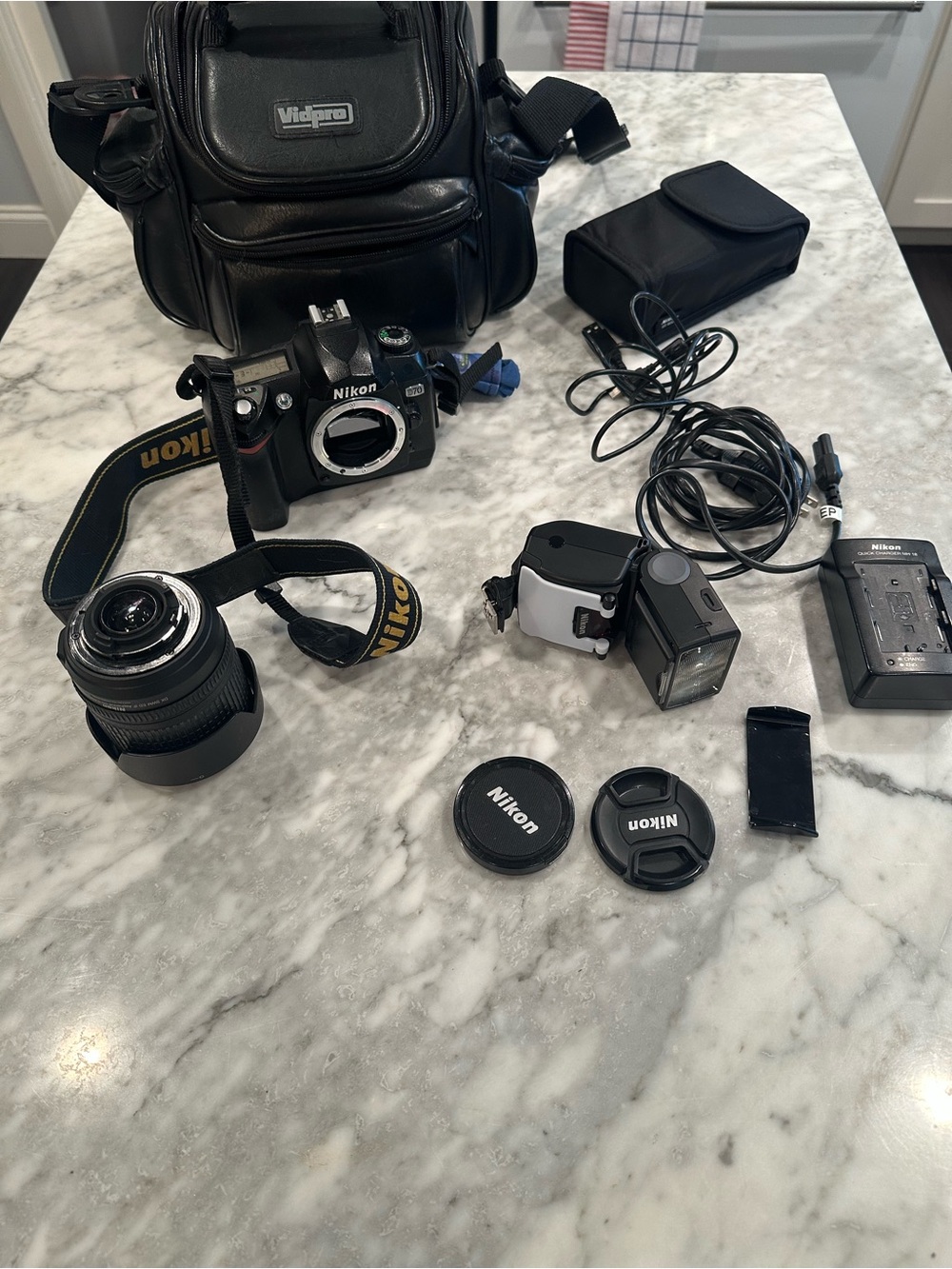 Nikon D70 DSLR Camera Kit w/ 18-135mm Lens, SB-50DX Flash, Charger, Bag & Strap